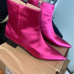 Zara Satin Pink Booties 39 (Fits a US Size 8)